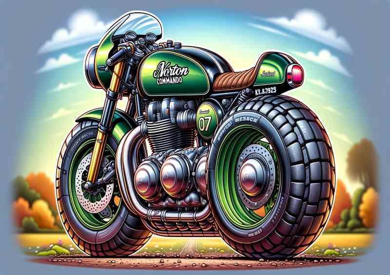 Cool Cartoon Norton Commando Motorcycle Art | Metal Poster