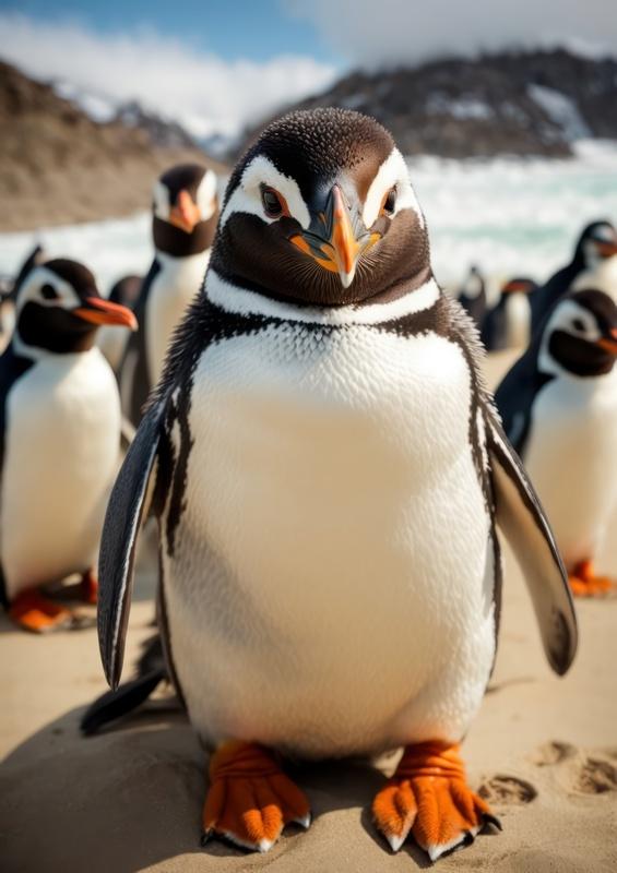 Penguin Saying Hi On The Beach | Metal Poster