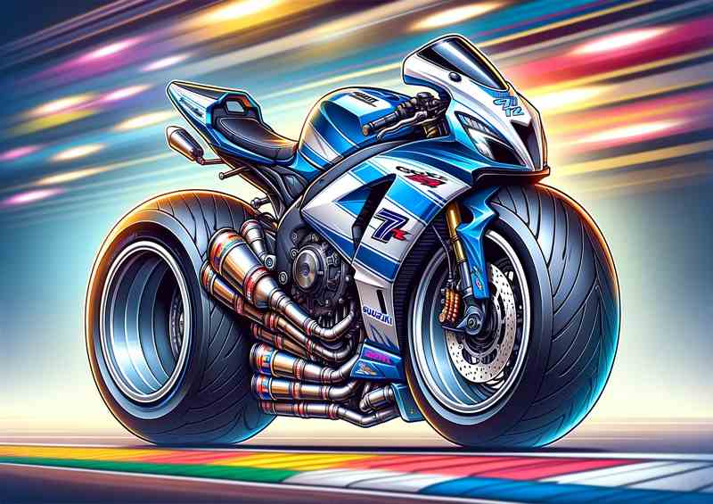 Cool Cartoon Suzuki GSXR750 Motorcycle Art | Metal Poster