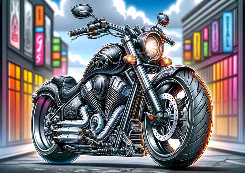Cool Cartoon Suzuki Intruder Motorcycle Art | Metal Poster