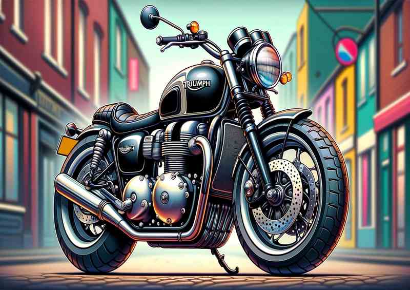 Cool Cartoon Triumph Bonneville Motorcycle Art | Metal Poster