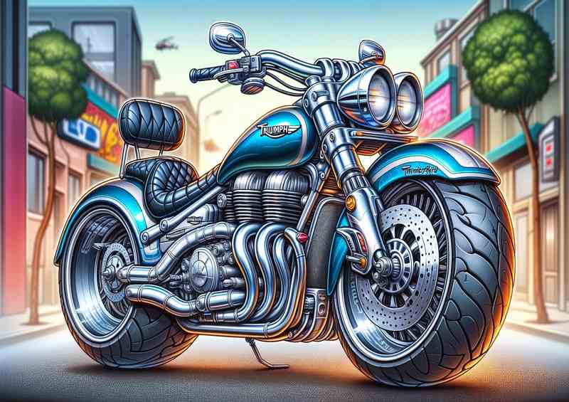 Cool Cartoon Triumph Thunderbird 900 Motorcycle Art | Metal Poster