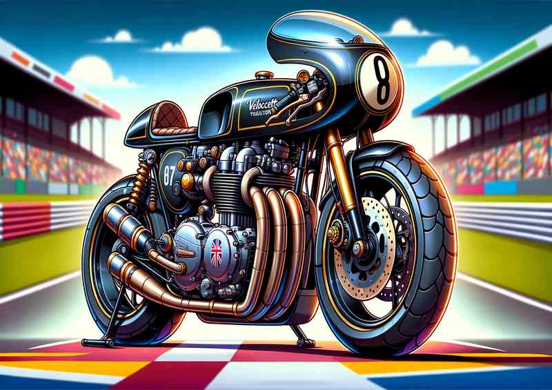 Cool Cartoon Velocette Thruxton Motorcycle Art | Metal Poster