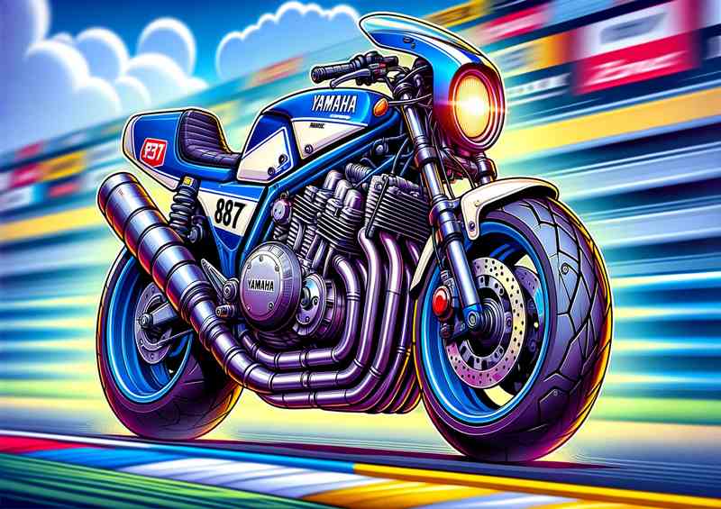 Cool Cartoon Yamaha RD350LC Motorcycle Art | Metal Poster