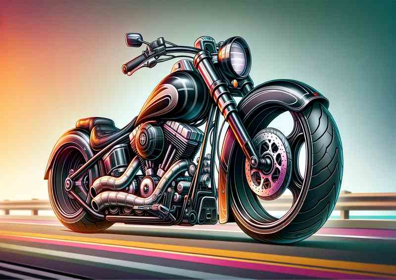 Cool Cartoon Yamaha Road Star Motorcycle Art | Metal Poster