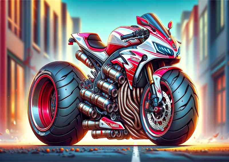 Cool Cartoon Yamaha Thundercat Motorcycle Art | Metal Poster
