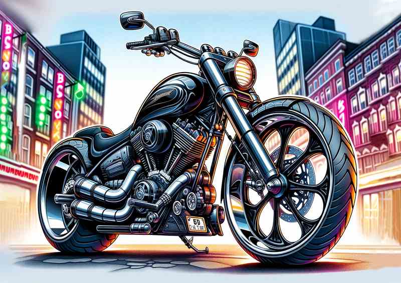 Cool Cartoon Yamaha Virago Motorcycle Art | Metal Poster