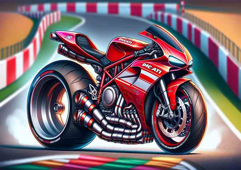 Ducati 916 Motorcycle Art cartoon style | Metal Poster