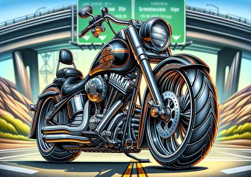 Harley Davidson Motorcycle Art A cartoon style | Metal Poster