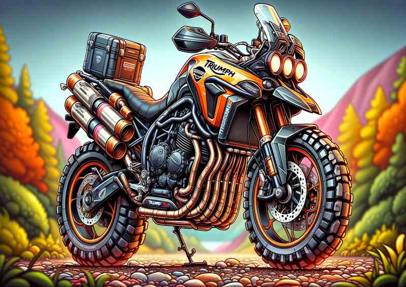 Triumph Tiger 900 Motorcycle Art A cartoon style | Metal Poster