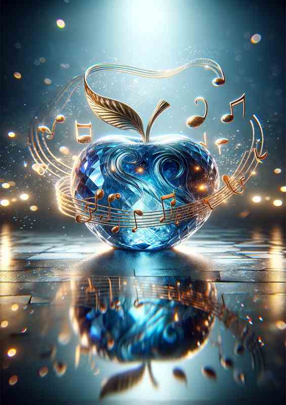 Enchanted Melodic Apple Crystal Sculpture Art | Metal Poster
