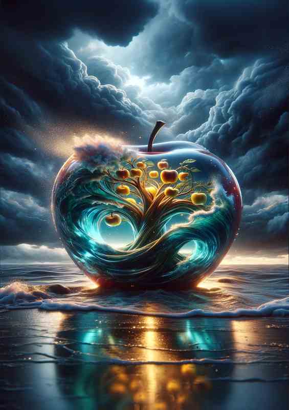 Surreal Aquatic Apple Creation | Metal Poster