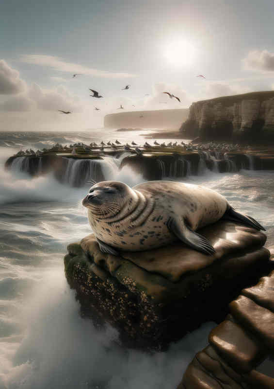 Basking Seals Metal Poster