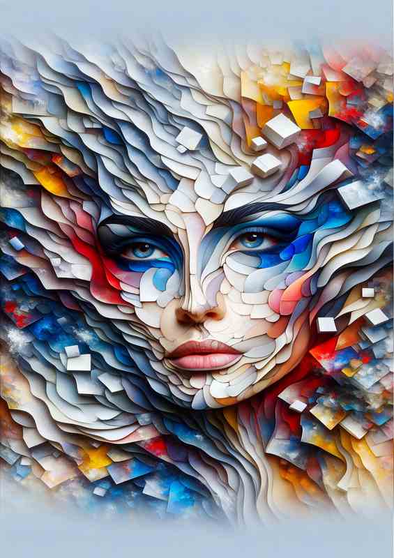 Fragmented Beauty in Abstract Art | Metal Poster
