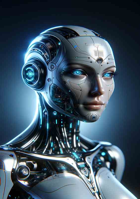 Futuristic Cyborg Advanced Humanoid Robot | Metal Poster