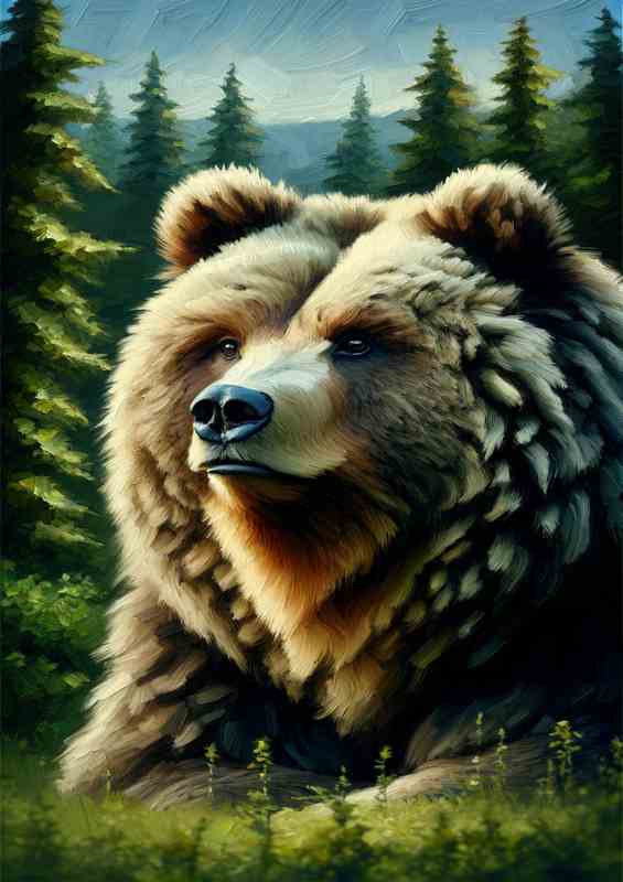 Bear in Wilderness head of a majestic bear | Metal Poster