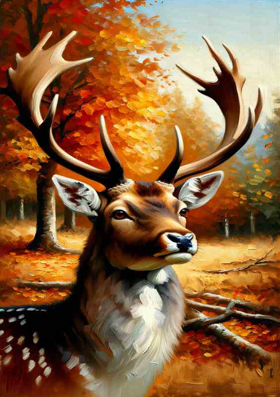 Deer Stag in Autumn Forest the noble stag | Metal Poster