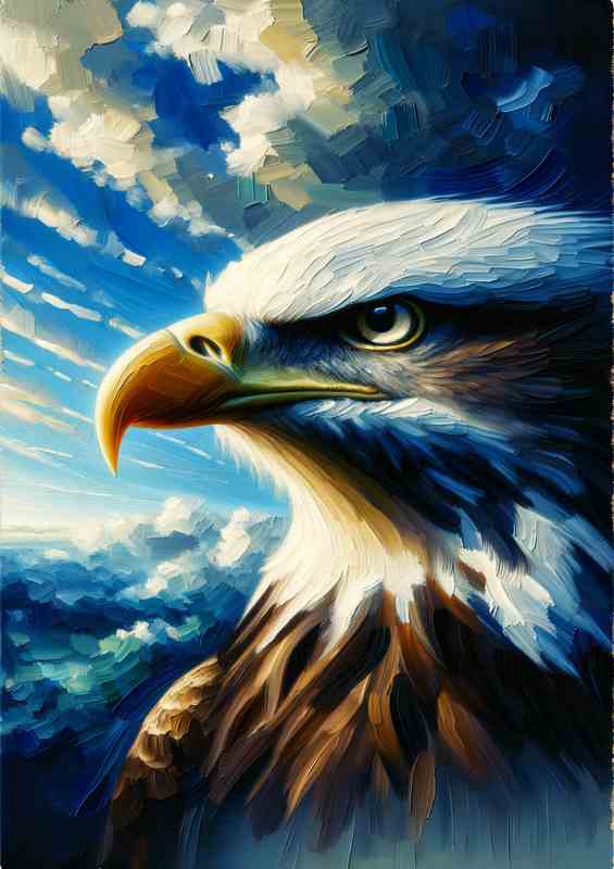 Eagle in Sky the head of a majestic eagle | Metal Poster