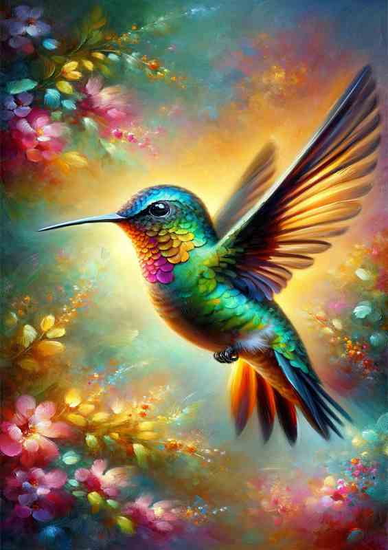 Enchanting Hummingbird Magic mid flight | Metal Poster