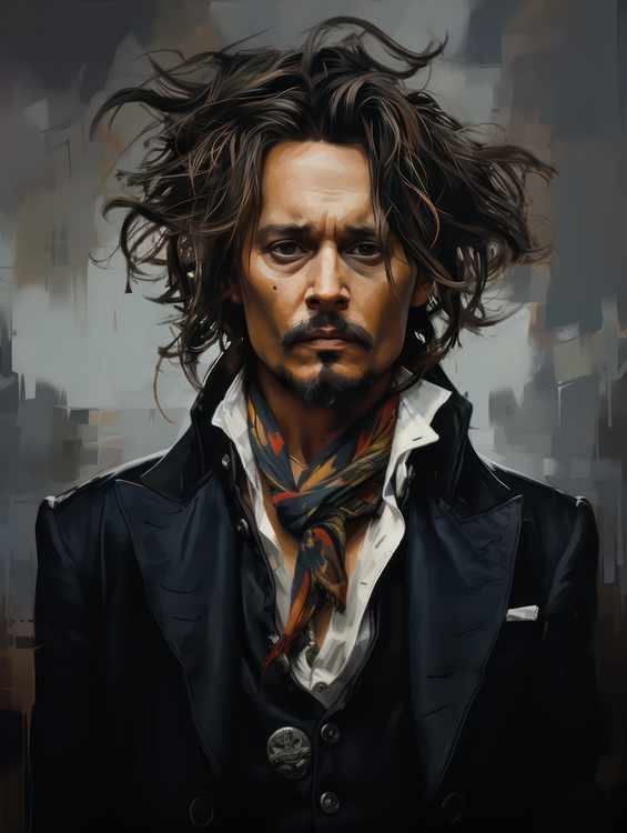 Caricaturist of Johnny Depp serious look | Metal Poster