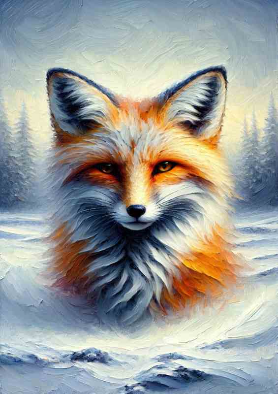 Fox in Snowy Terrain in the winter time | Metal Poster