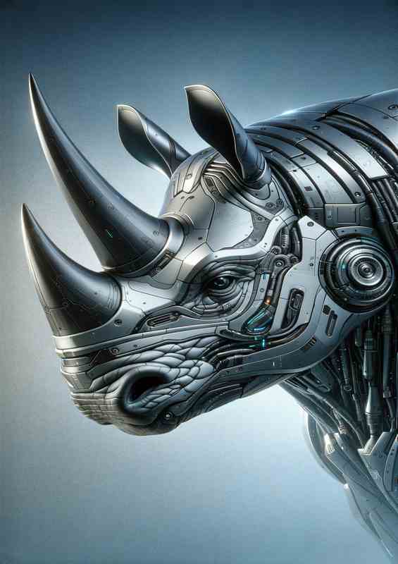 Futuristic Rhino in Digital Style | Metal Poster