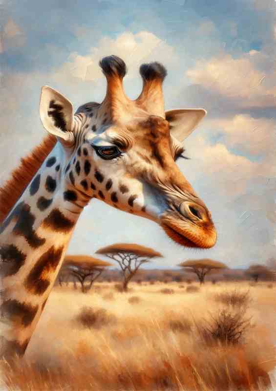 Gentle Giraffe in Natural Habitat in the savannah | Metal Poster