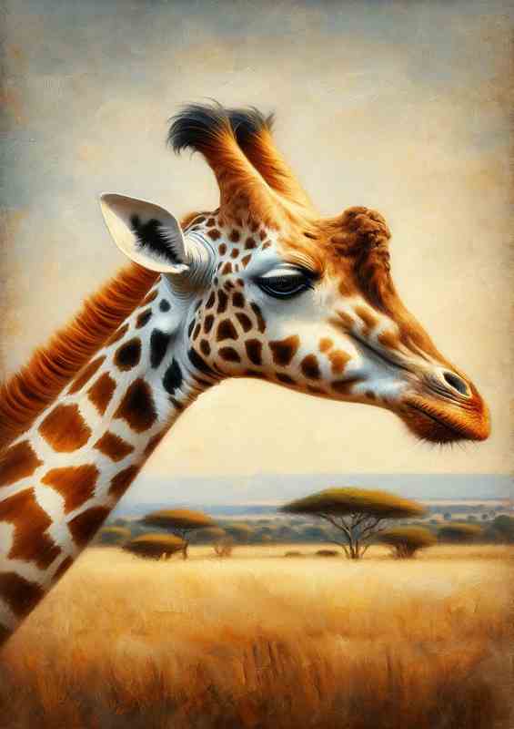 Grace head of a captivating Giraffe | Metal Poster