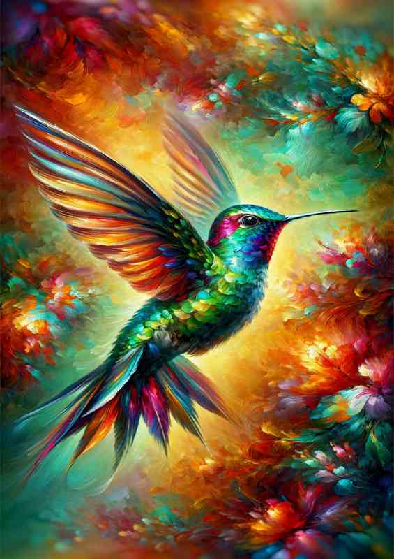 Hummingbird Magic in a Oil painted look | Metal Poster