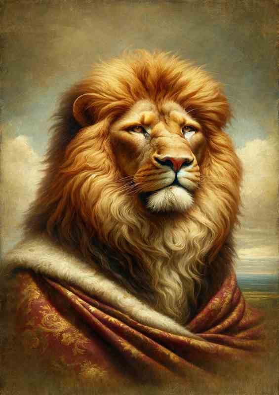 Lion King head Classic Oil Painting style regal | Metal Poster