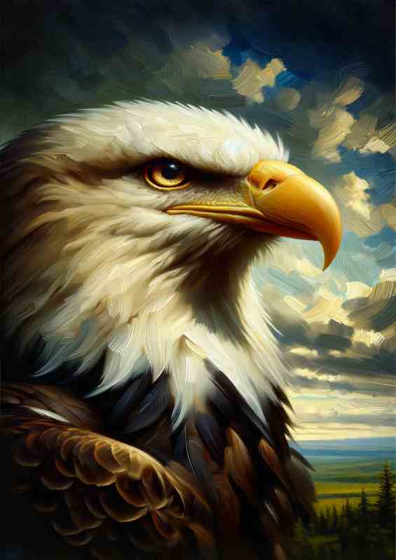 Majestic Eagle Vision classic oil painting style | Metal Poster