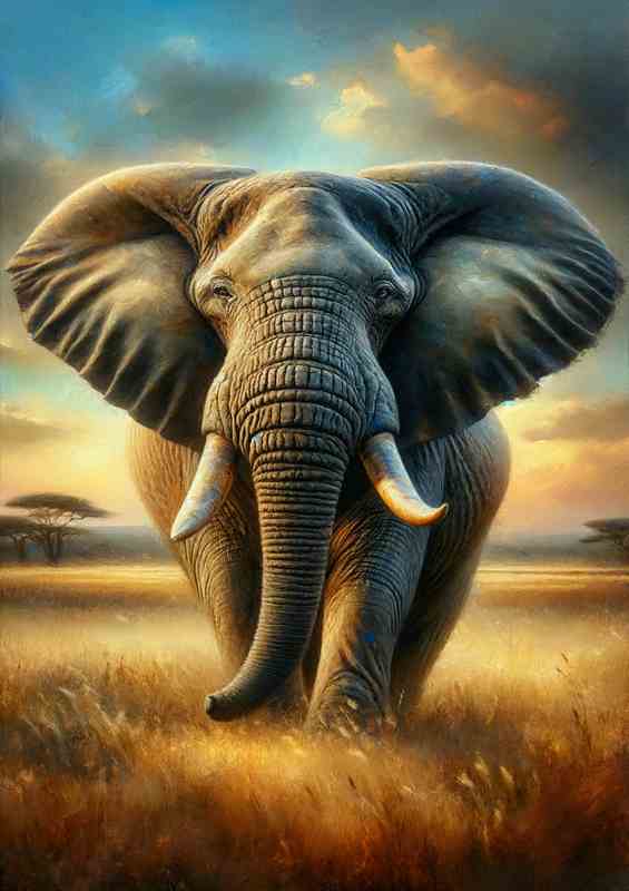 Majestic Elephant in Savannah Dawn | Metal Poster