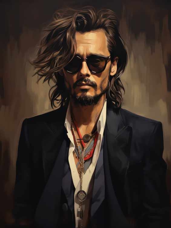 Caricaturist of Johnny Depp with glasses | Metal Poster