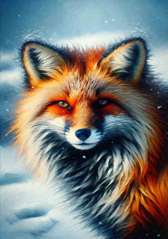 Mysterious Fox in Snowy Terrain head | Metal Poster