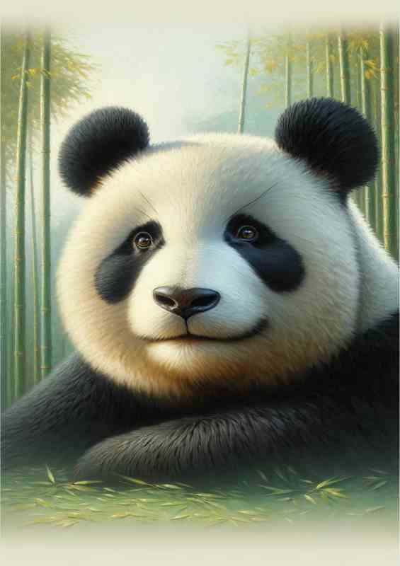 Panda Dream gentle panda painted style | Metal Poster