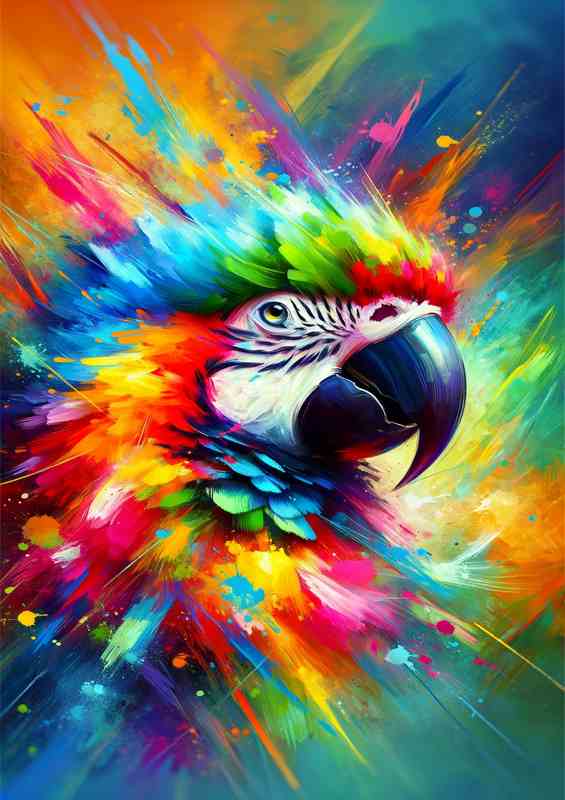 Parrot Splendor Abstract Color Explosion | Metal Poster