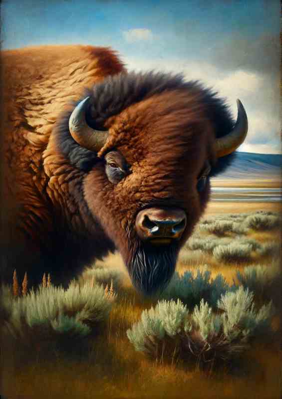 Powerful Bison in Natural Habitat | Metal Poster