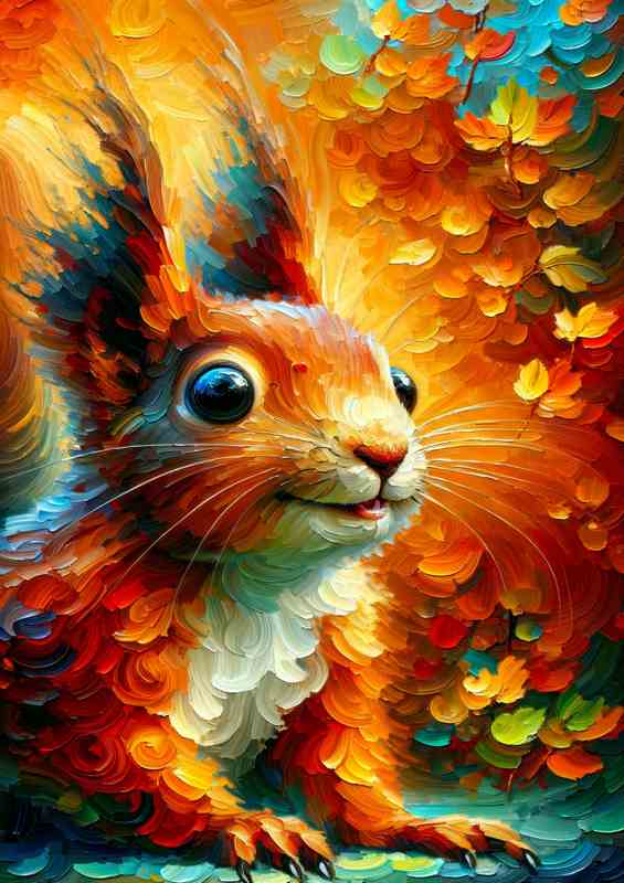 Whimsical Mischief head of a whimsical squirrel | Metal Poster
