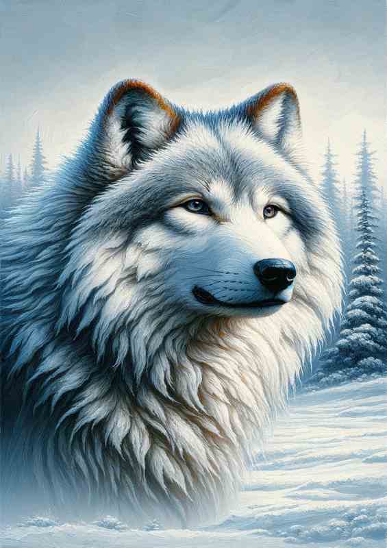 Wolf in Snowy Landscape in the winter | Metal Poster