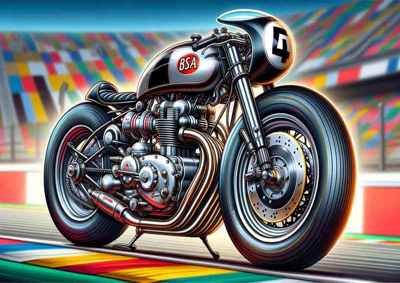 BSA Gold Star Motorcycle Art A cartoon style | Metal Poster