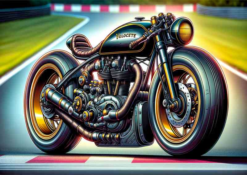 Cartoon Velocette Venom Motorcycle Art A cartoon style | Metal Poster