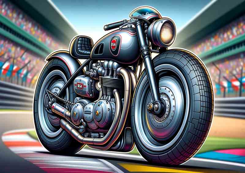 Cartoon BSA Gold Star Motorcycle | Metal Poster