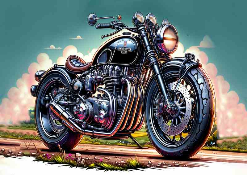 Cool Cartoon B.S. SS100 Motorcycle Art Metal Poster
