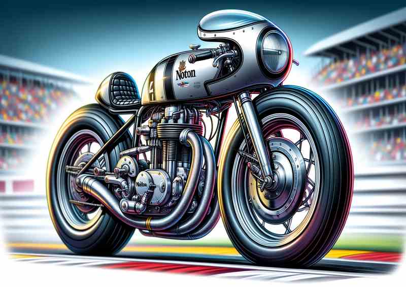 Cool Cartoon Manx Norton Motorcycle Art A cartoon style | Metal Poster