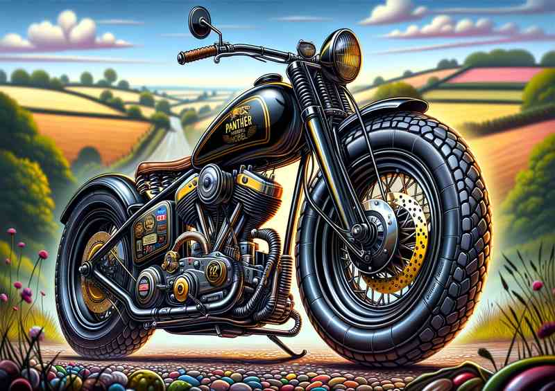 Cool Cartoon Panther Motorcycle Art Metal Poster
