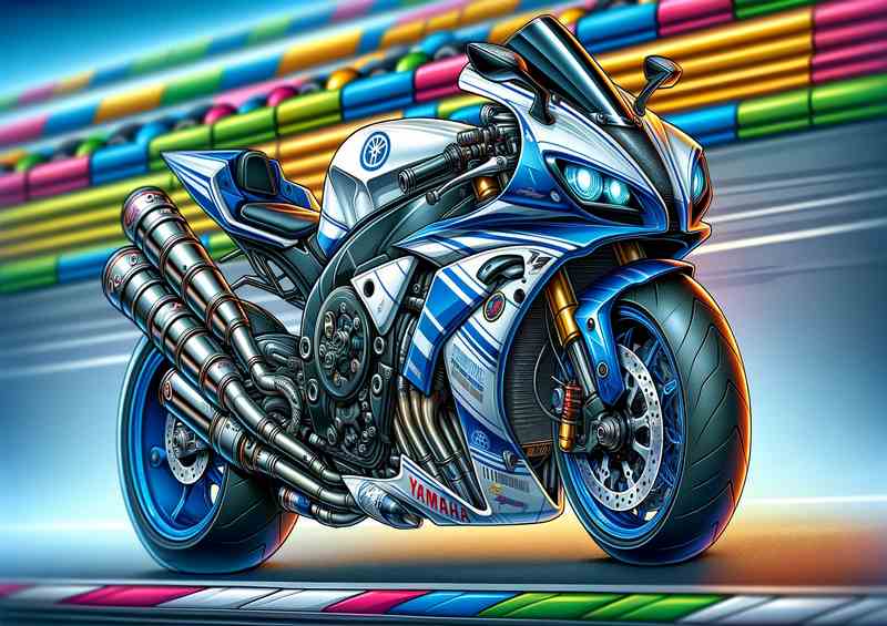 Yamaha R1 Motorcycle Art A cartoon style | Metal Poster