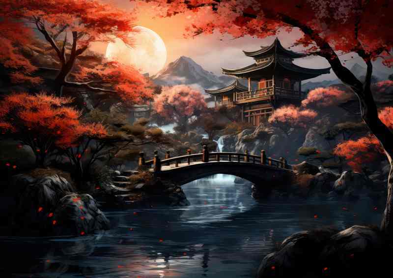 Sakura Bridge Soiree Lakes Lustrous Lullaby | Metal Poster