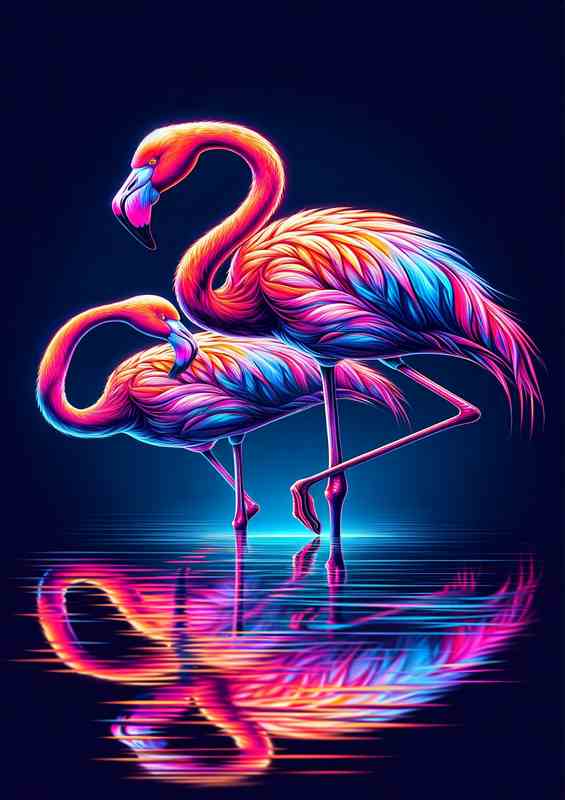 Neon Flamingo Metal Art