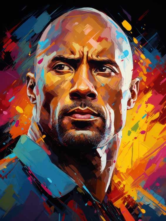 Dwayne Johnson colourful painting stle | Metal Poster