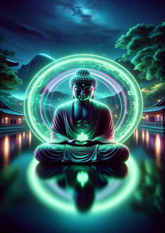 A closeup image of a Buddha figure in deep meditation | Metal Poster